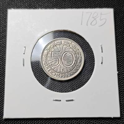 KK钱币收藏小铺  第417期 2月预留时间 周末发货 1935魏玛德国50芬尼 好品