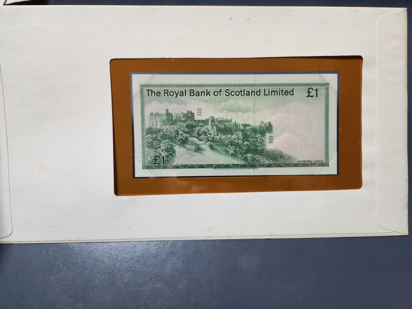 4月1号晚上8点 中外纸币自动截拍第50场 苏格兰 纸币 1981版 1镑 （皇家银行）邮币封 新品