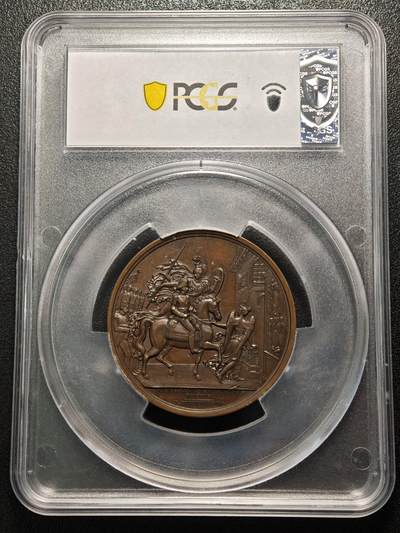 【德藏】世界币章拍卖第170期（拍品征集中~欢迎藏友联系） 1823年 法国昂古莱姆路易·安托万公爵高浮雕纪念大铜章 大盒封装 PCGS MS63BN