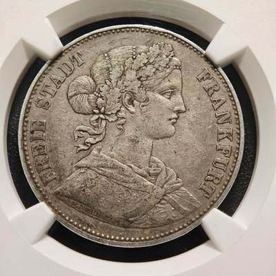 【德藏】世界币章拍卖第170期（拍品征集中~欢迎藏友联系） 1862年 德国法兰克福少女泰勒银币 NGC XF45 原味包浆