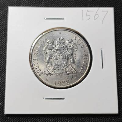 KK钱币收藏小铺  第415期 2月预留时间 周末发货 1988南非50分 好品