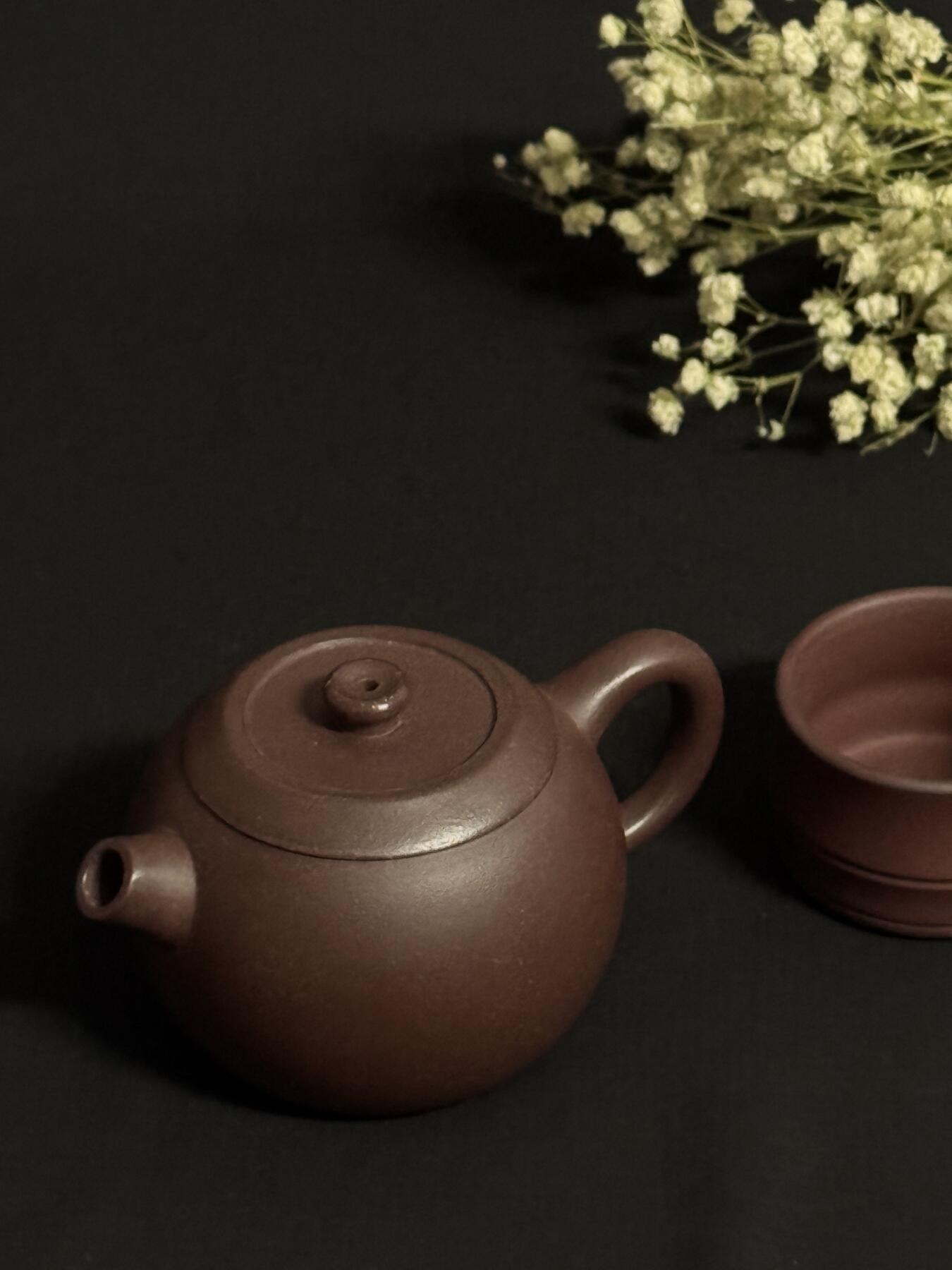 零元拍：原矿紫砂紫玉金砂巨轮+竹节主人杯（200CC左右）