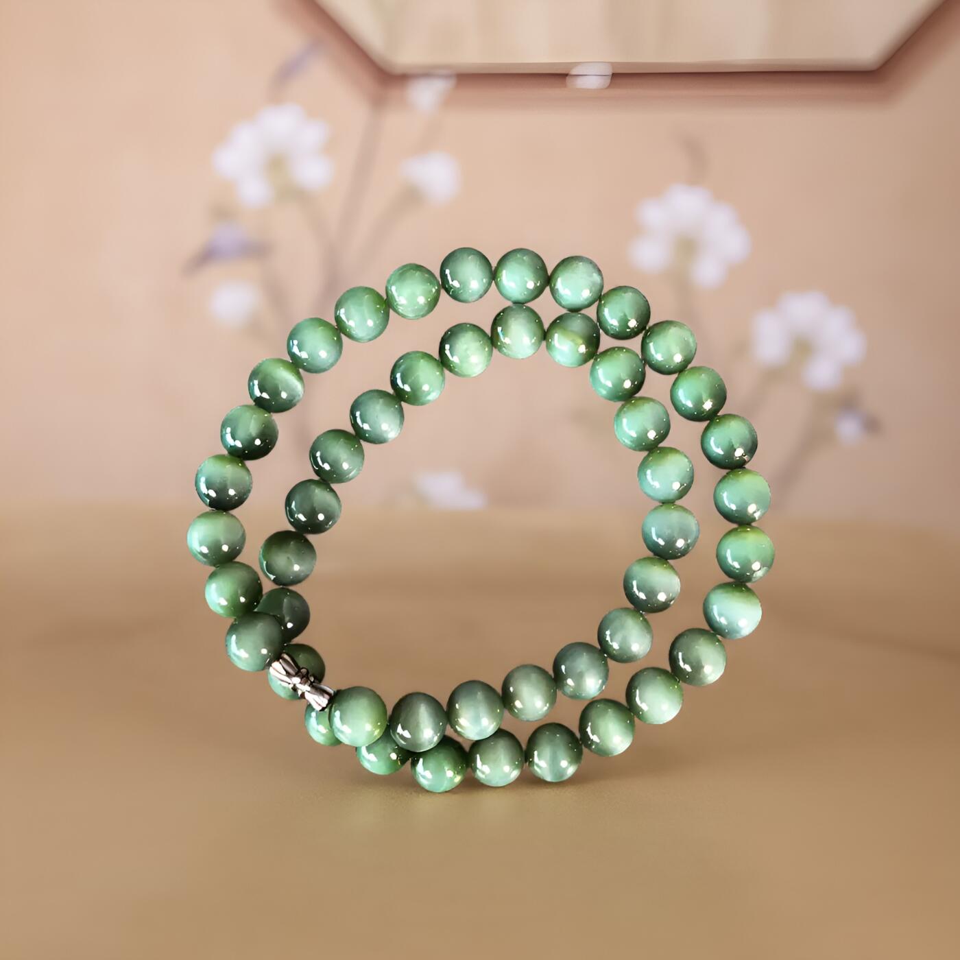 碧月说宝 君子怀瑾·当代和田玉清风专场（七） 碧玉猫眼项链