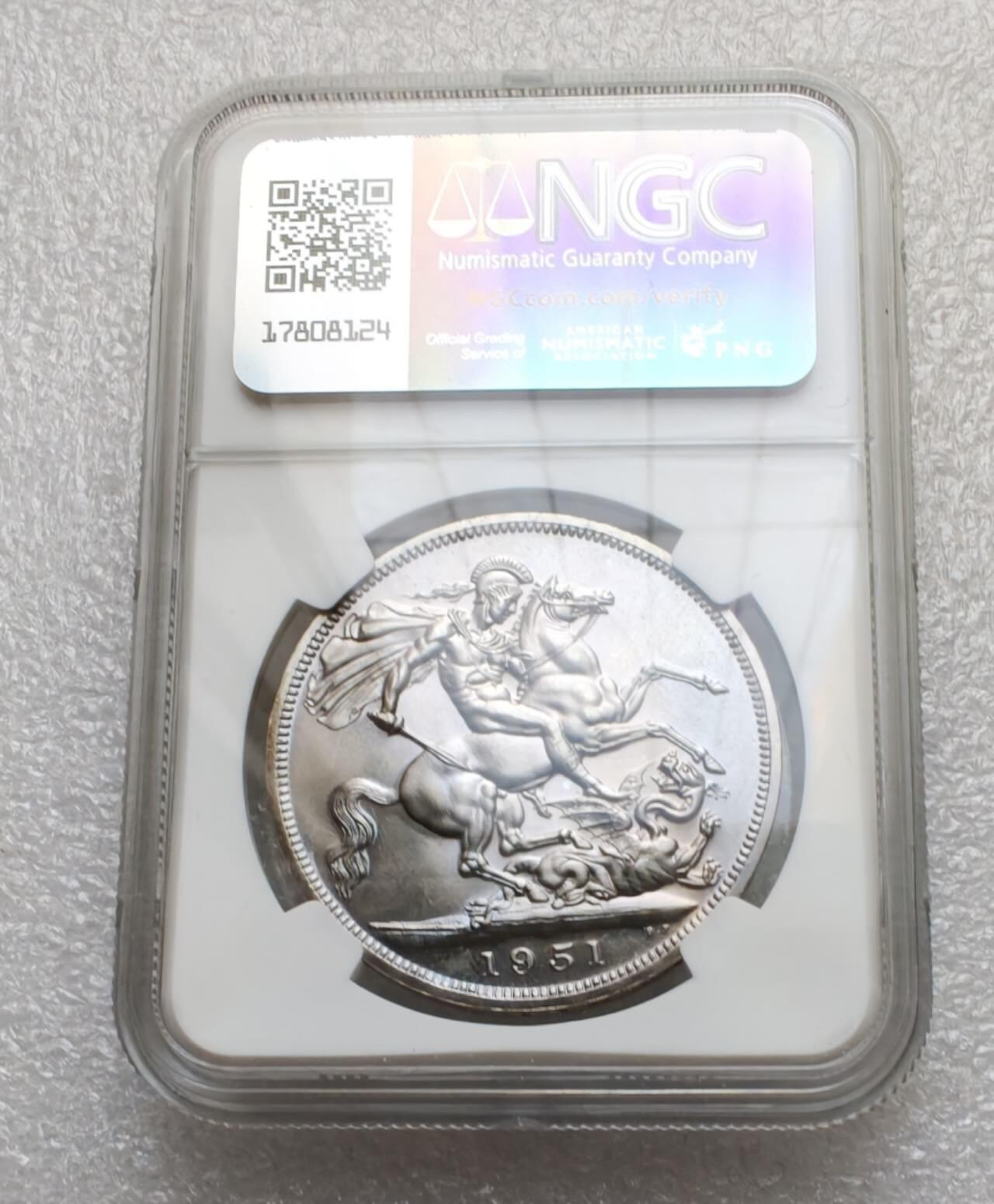 瓶子🏺第235期拍卖会  英国1951年乔治六世“不列颠节”克朗银币（NGC PL 64）   英国1951年不列颠节（Festival of Britain）纪念克朗银币，经NGC评级为PL 64（Proof-Like，类精制级），是你收藏中现代英国钱币的精品