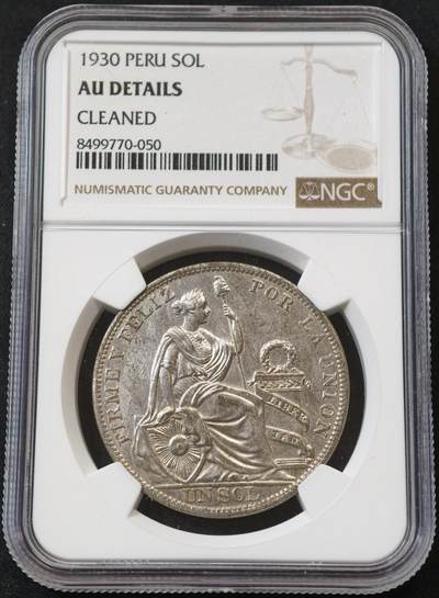 甄臻铺-世界币章拍卖（第58期），送拍享返佣金等优惠多多 - NGC-AUD 秘鲁 1930年 女神1索尔银币
