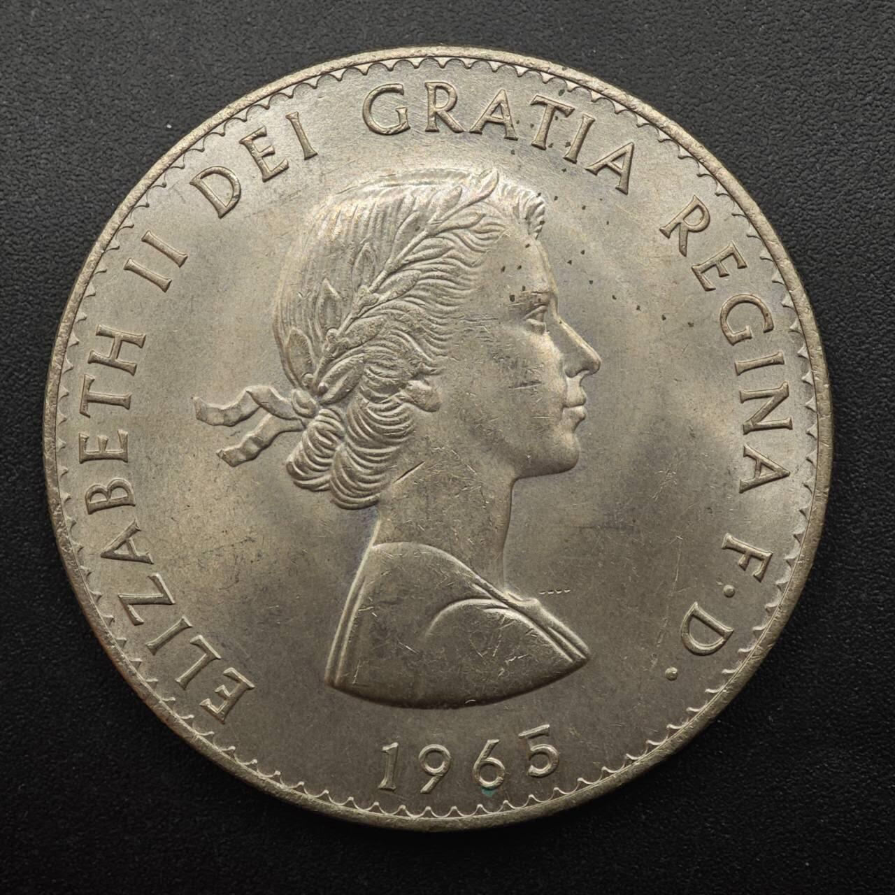 【淘币小摊】实时拍第八百八十七拍   散币场    每周一统一发货 英国1965年丘吉尔克朗纪念币