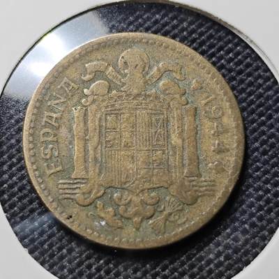 KK钱币收藏小铺  第417期 2月预留时间 周末发货 1944西班牙1比塞塔 