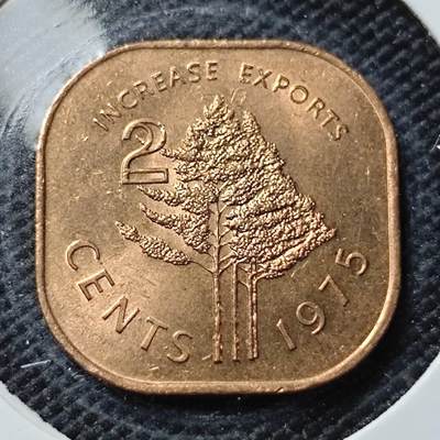 KK钱币收藏小铺  第415期 2月预留时间 周末发货 1975斯威士兰2分好品铜币