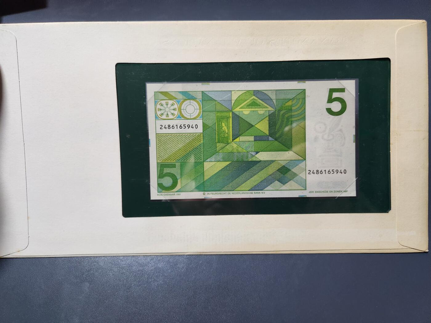 4月1号晚上8点 中外纸币自动截拍第50场 1973年荷兰著名诗人作家冯德尔5盾纸币富兰克林邮币封 新品