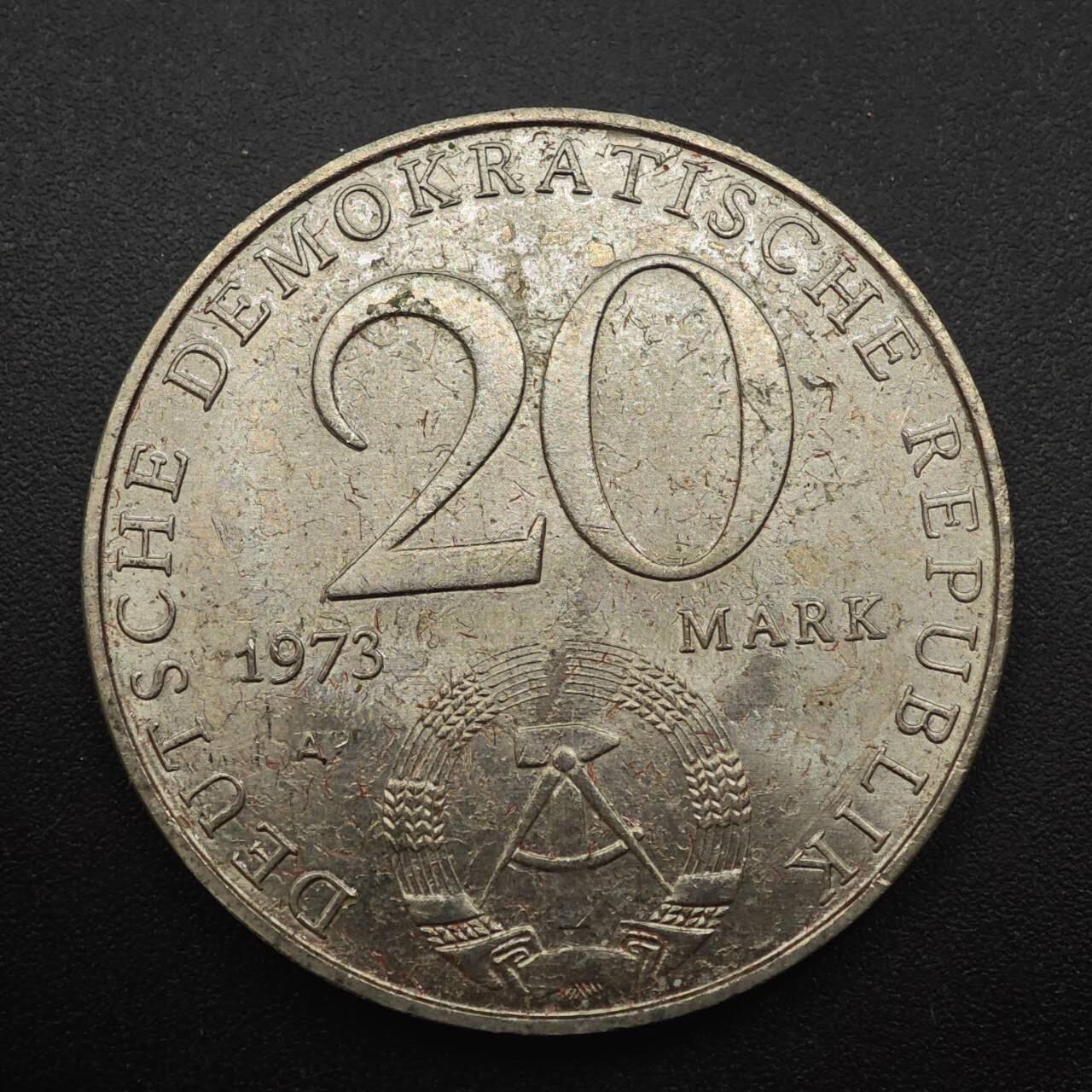 【淘币小摊】实时拍第八百八十七拍   散币场    每周一统一发货 东德1973年20马克纪念币