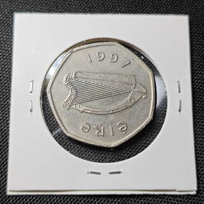 KK钱币收藏小铺  第417期 2月预留时间 周末发货 1997爱尔兰50便士