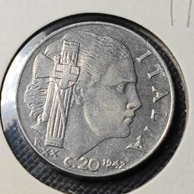 KK钱币收藏小铺  第417期 2月预留时间 周末发货 1942意大利20分