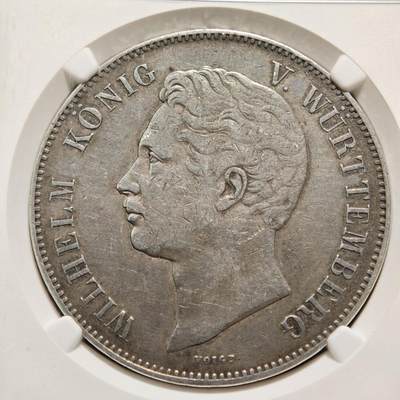 【德藏】世界币章拍卖第170期（拍品征集中~欢迎藏友联系） 1846年 德国符腾堡王子卡尔婚礼2泰勒大银币 NGC XF 少见品种