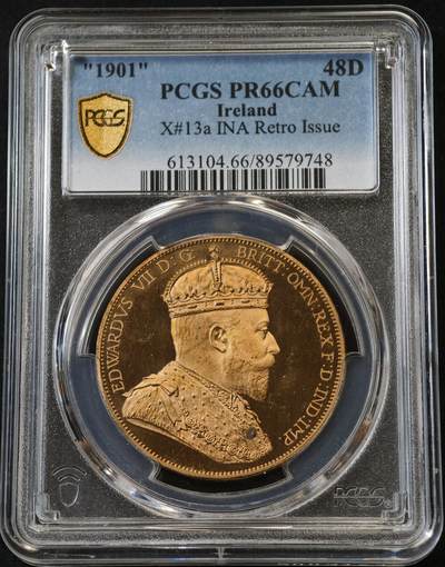 甄臻铺-世界币章拍卖（第58期），送拍享返佣金等优惠多多 - PCGS-PR66CAM Ireland 爱尔兰 48D 1901年 爱德华七世 X#13a 精制 精制币