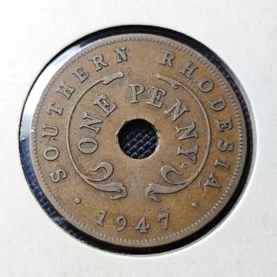 KK钱币收藏小铺  第417期 2月预留时间 周末发货 1947英属南罗德西亚1便士