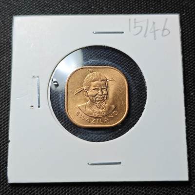 KK钱币收藏小铺  第415期 2月预留时间 周末发货 1975斯威士兰2分好品铜币