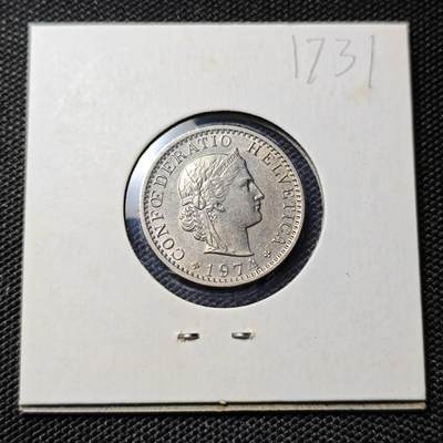 KK钱币收藏小铺  第417期 2月预留时间 周末发货 1974瑞士20分 