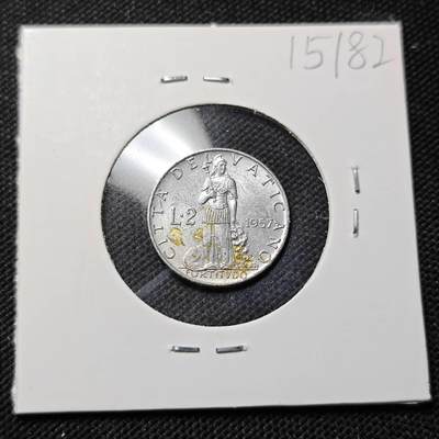 KK钱币收藏小铺  第415期 2月预留时间 周末发货 1957梵蒂冈2里拉 