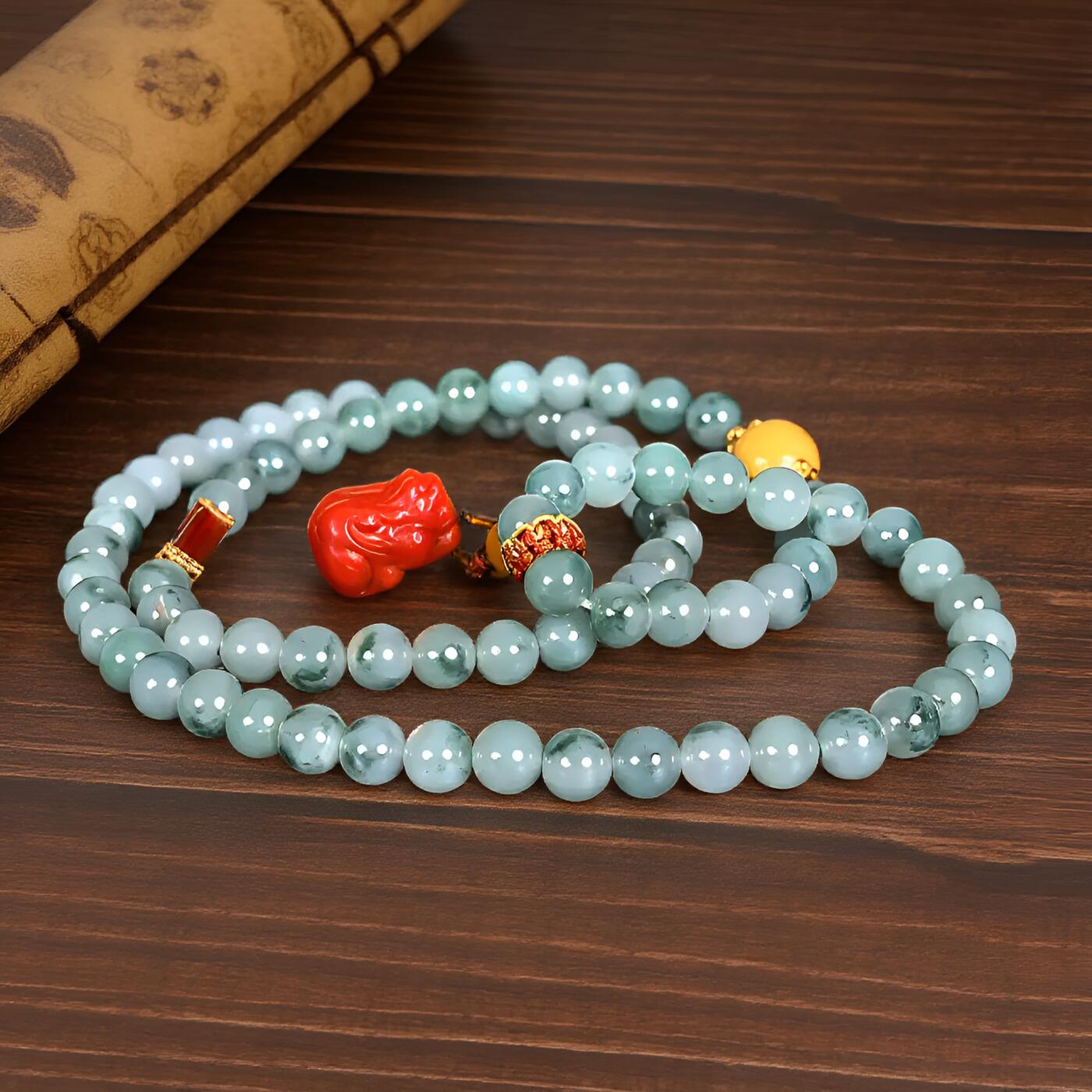 碧月说宝 君子怀瑾·当代和田玉清风专场（七） 冰种翡翠飘花珠串108颗