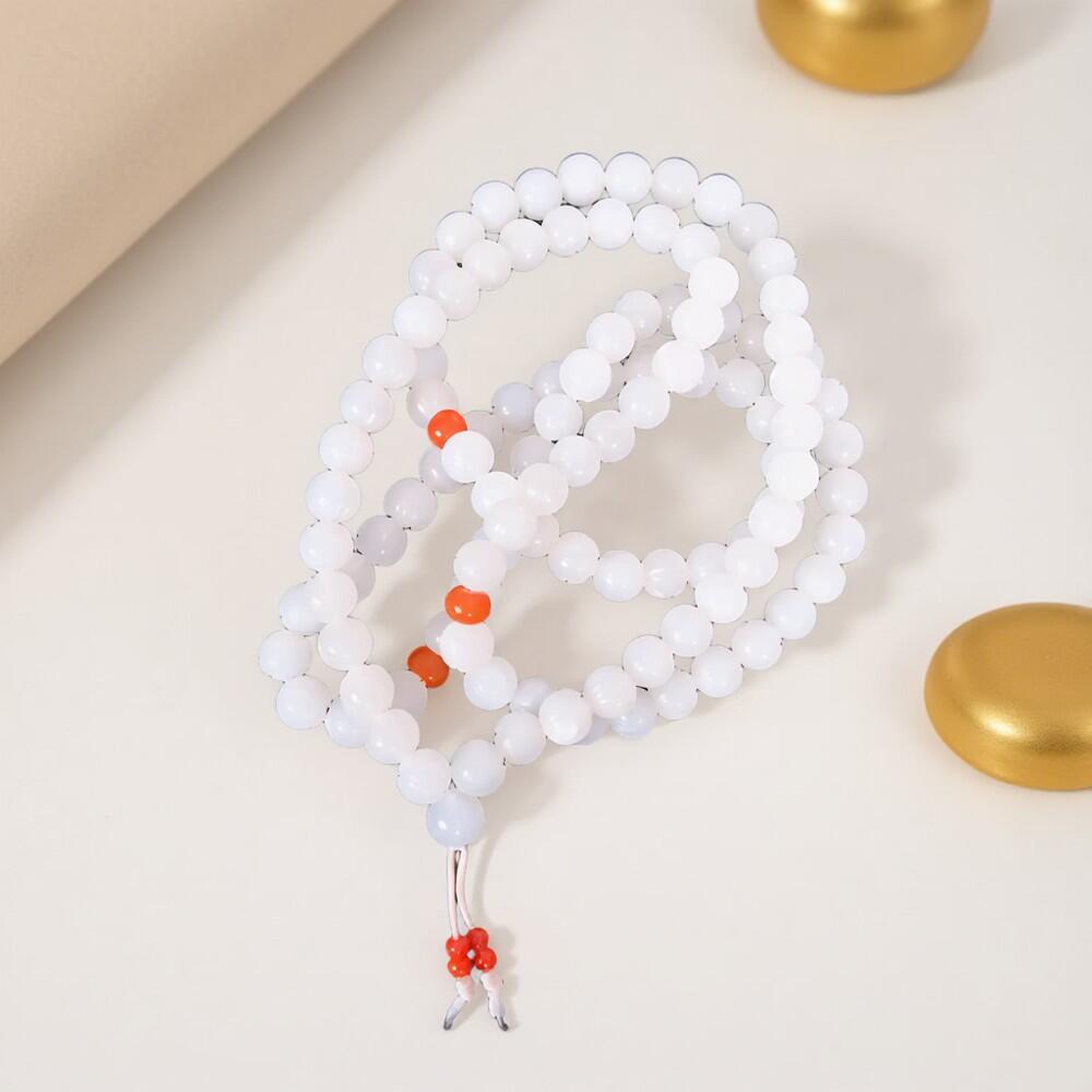 碧月说宝 君子怀瑾·当代和田玉清风专场（七） 白玉莲花配南红108佛珠