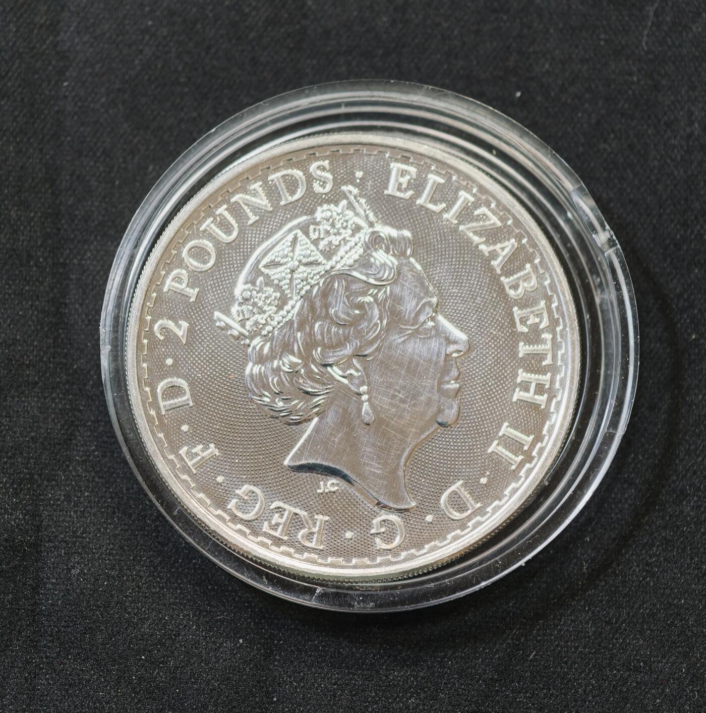 甄臻铺-世界币章拍卖（第58期），送拍享返佣金等优惠多多 2018 英国不列颠尼亚银币 1盎司纯银 发行量稀少的东方福纹Oriental Boarder版本