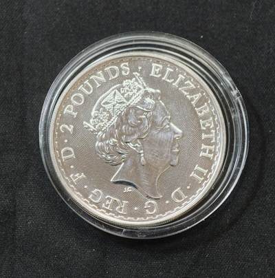 甄臻铺-世界币章拍卖（第58期），送拍享返佣金等优惠多多 - 2018 英国不列颠尼亚银币 1盎司纯银 发行量稀少的东方福纹Oriental Boarder版本