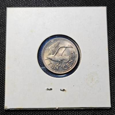 KK钱币收藏小铺  第417期 2月预留时间 周末发货 1973巴巴多斯10分 好品