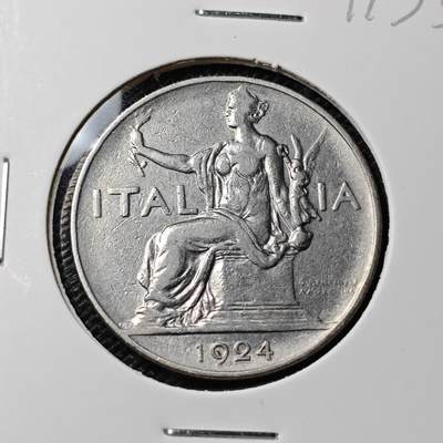 KK钱币收藏小铺  第417期 2月预留时间 周末发货 1924意大利1里拉 