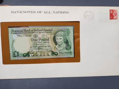 4月1号晚上8点 中外纸币自动截拍第50场 - 1979年英国北爱尔兰银行1英镑纸币富兰克林邮币封全新