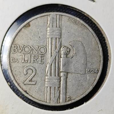 KK钱币收藏小铺  第417期 2月预留时间 周末发货 1924意大利2里拉 