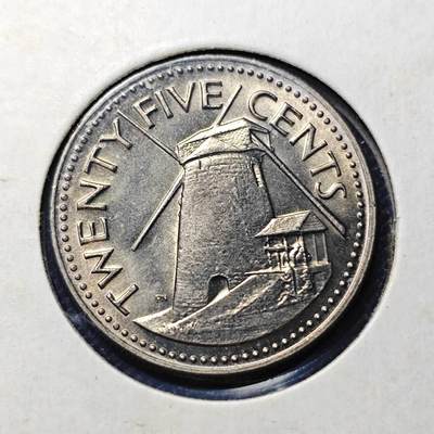 KK钱币收藏小铺  第417期 2月预留时间 周末发货 1973巴巴多斯25分 好品