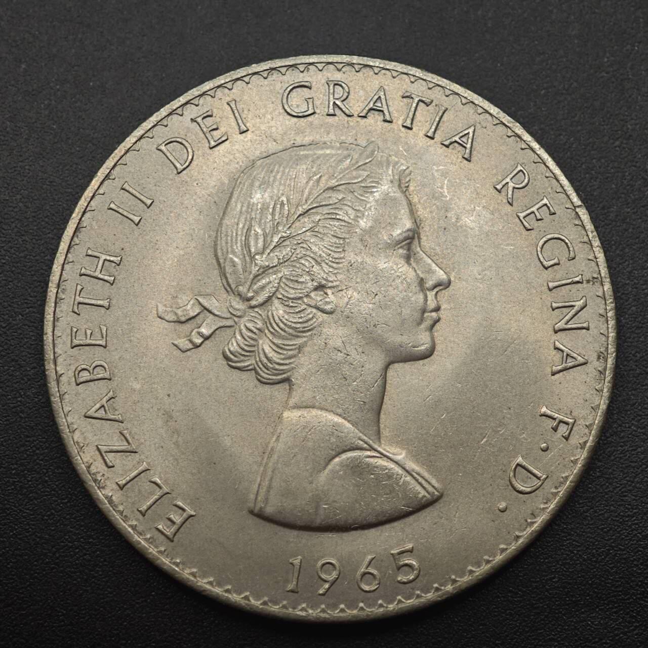 【淘币小摊】实时拍第八百八十七拍   散币场    每周一统一发货 英国1965年丘吉尔克朗纪念币