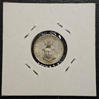 【德藏】世界币章拍卖第170期（拍品征集中~欢迎藏友联系） 老藏家集藏系列之- 1945年 美属菲律宾10分银币 750银 直径约：16.7mm；重约：2g 入册20余年·附有当年购入价