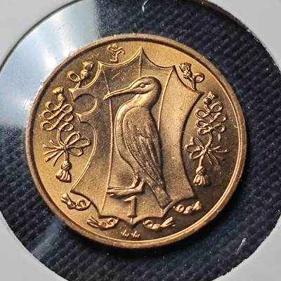 KK钱币收藏小铺  第415期 2月预留时间 周末发货 1985马恩鸟1便士 铜币