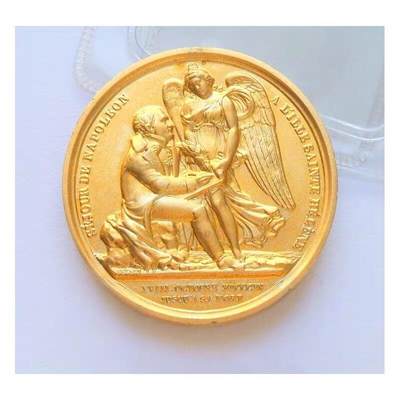 【艺术】法国艺术大章纪念1815年 拿破仑流放+雄鹰高浮雕精制大镀金章 40MM - 【艺术】法国艺术大章纪念1815年 拿破仑流放+雄鹰高浮雕精制大镀金章 40MM