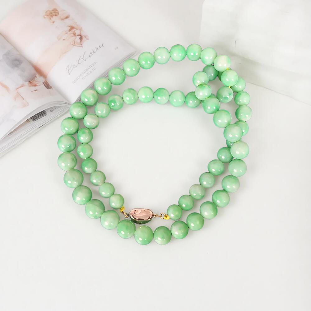 碧月说宝 君子怀瑾·当代和田玉清风专场（七） s925豆阳绿塔珠项链