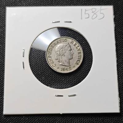 KK钱币收藏小铺  第415期 2月预留时间 周末发货 1942瑞士5分