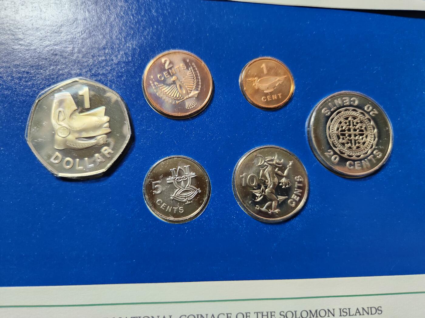 4月1号晚上8点 中外纸币自动截拍第50场 所罗门3张A1冠全同号纸币+6枚硬币套装 邮币卡封装 新品