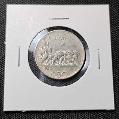 KK钱币收藏小铺  第417期 2月预留时间 周末发货  1920意大利50分 四狮子