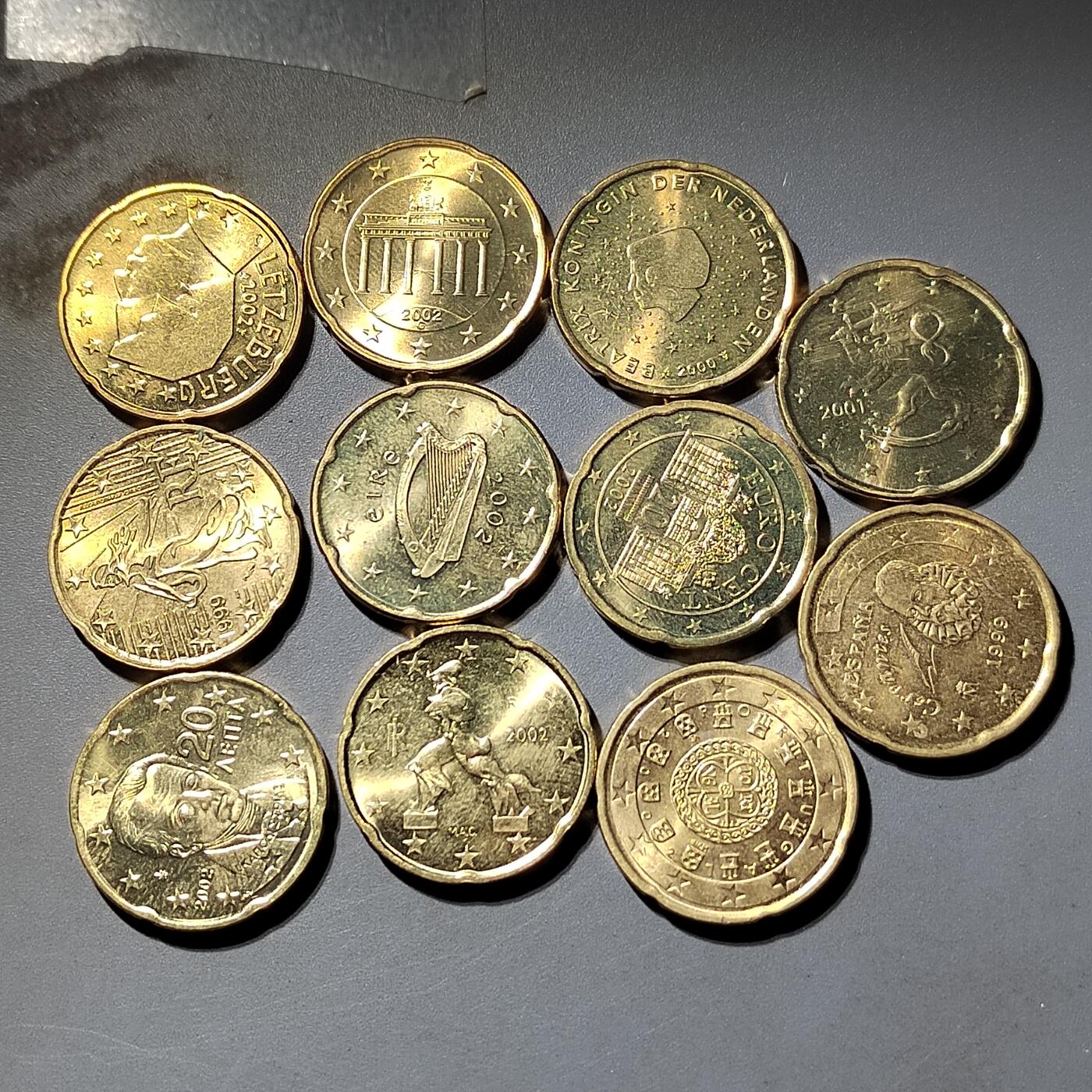 PCAI钱币  2-795  钱币小专场 20欧分 原册拆出有氧化