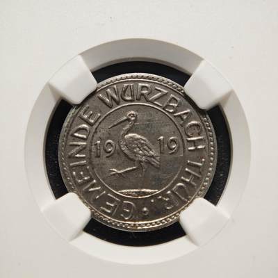 【德藏】世界币章拍卖第170期（拍品征集中~欢迎藏友联系） 1919年 德国紧急时期维尔茨巴赫50芬尼铁币 NGC MS63 保存不易 好品难得