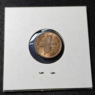 KK钱币收藏小铺  第417期 2月预留时间 周末发货 1971瑞士1分 好品