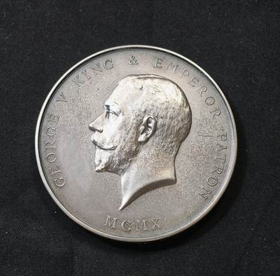 甄臻铺-世界币章拍卖（第58期），送拍享返佣金等优惠多多 - 1930年英国皇家艺术协会（RSA）西班牙语高级考试纪念银章，乔治五世国王肖像，直径56毫米，重90克，品相完美，包浆自然（鸽子重拍）