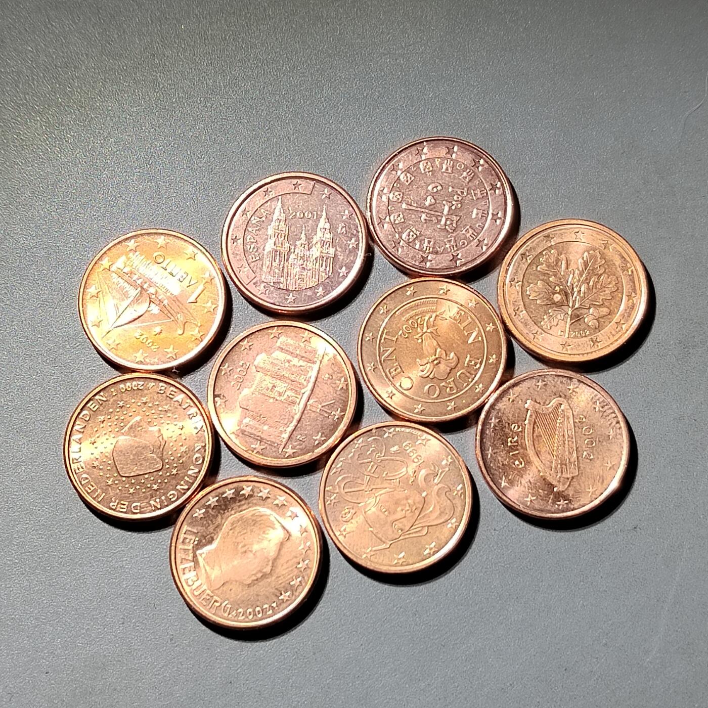 PCAI钱币  2-795  钱币小专场 1欧分 原册拆出有氧化