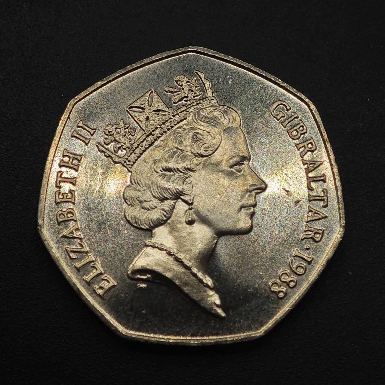 【淘币小摊】实时拍第八百八十七拍   散币场    每周一统一发货 直布罗陀1988年50便士