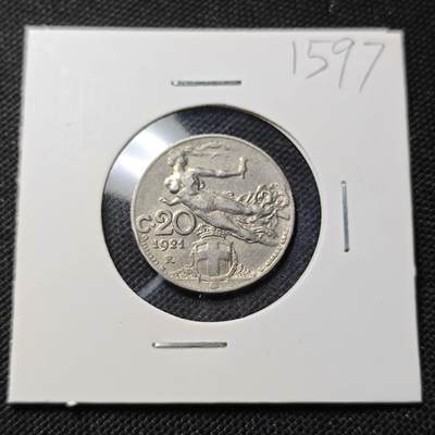 KK钱币收藏小铺  第415期 2月预留时间 周末发货 1921意大利20分 飞天女神