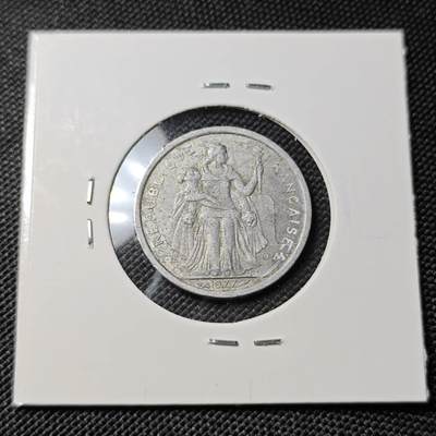 KK钱币收藏小铺  第417期 2月预留时间 周末发货 1977法属波利尼西亚1法郎 