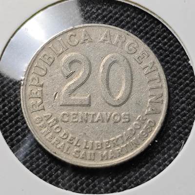 KK钱币收藏小铺  第417期 2月预留时间 周末发货 阿根廷20分 纪念币