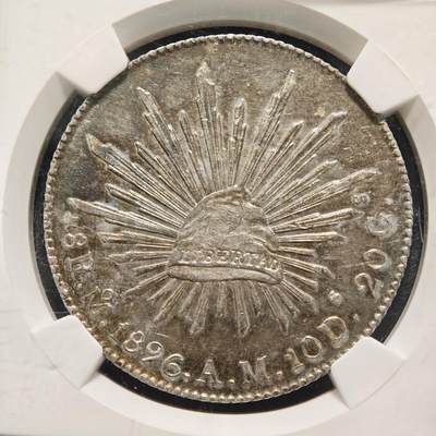 【德藏】世界币章拍卖第170期（拍品征集中~欢迎藏友联系） 1896年 墨西哥8R银币 深彩包浆 极其漂亮 NGC MS61
