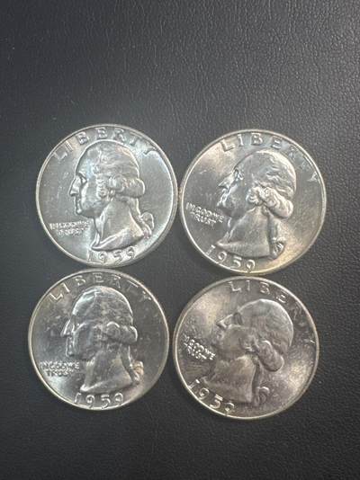 ❤️【币观天下】❤️ 第347期钱币拍卖场- 2026.4.3周五晚上6点半场 长期征集拍品  - 带光美国25分华盛顿银币4枚一组